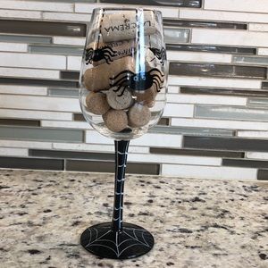 Beautiful Hand Painted Halloween Spider Wine Glass